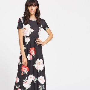 Black Floral Maxi Dress - Large